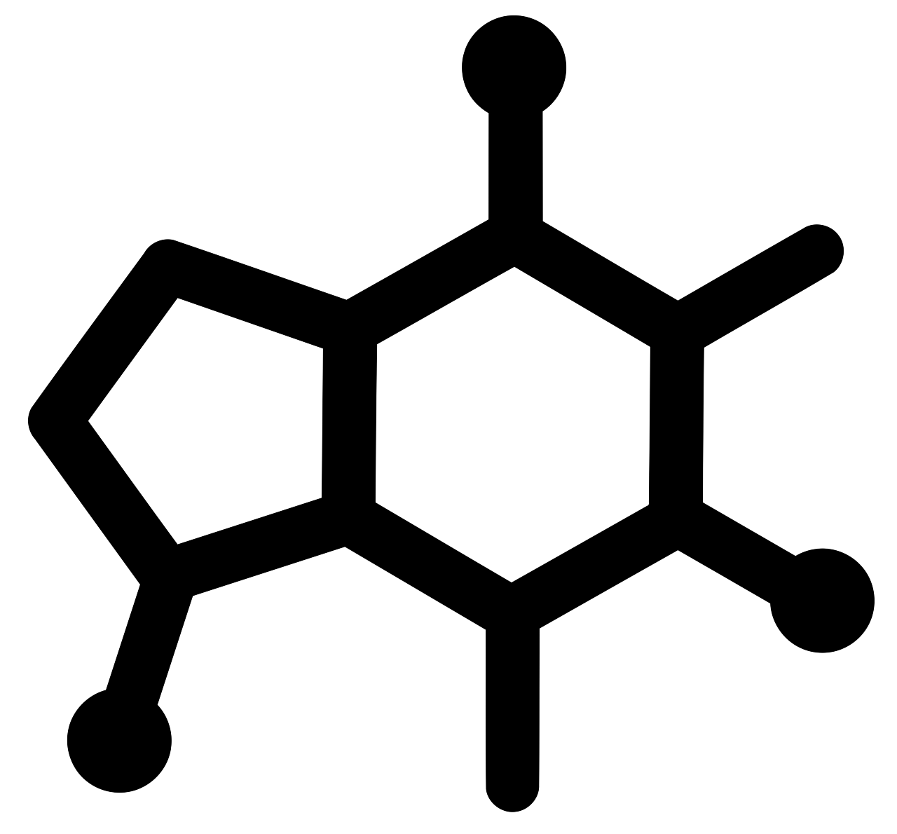 simplified diagram of the caffeine molecule